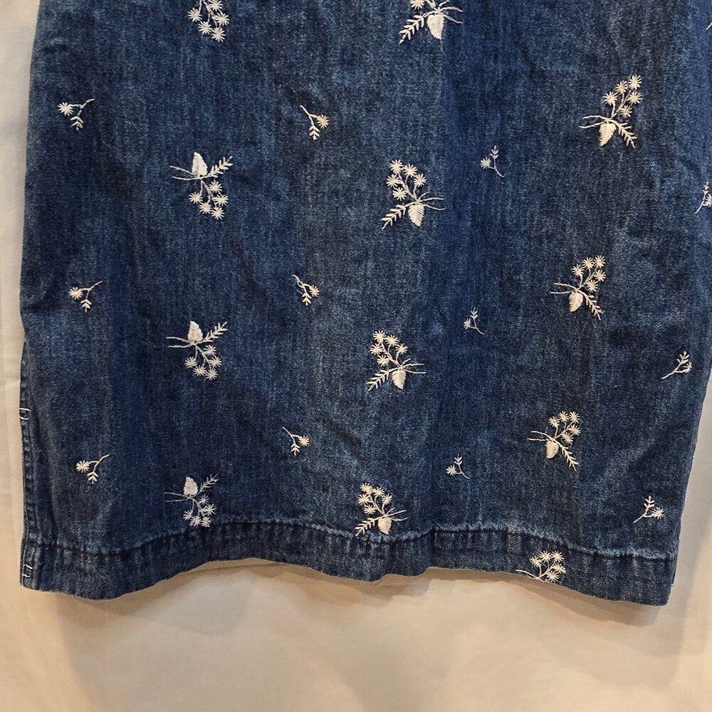 Vintage Gotcha Covered Overall Dress Embroidered Flowers Size 10 Blue - Picture 6 of 11